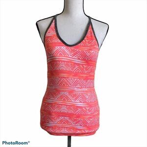 Pink Lotus Racer Back Tank, Orange and Pink, XS